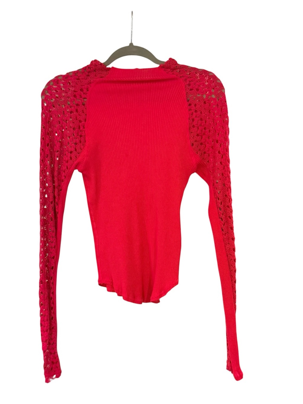 Free people Hot pink Crochet Long sleeve Top/Shirt in Medium